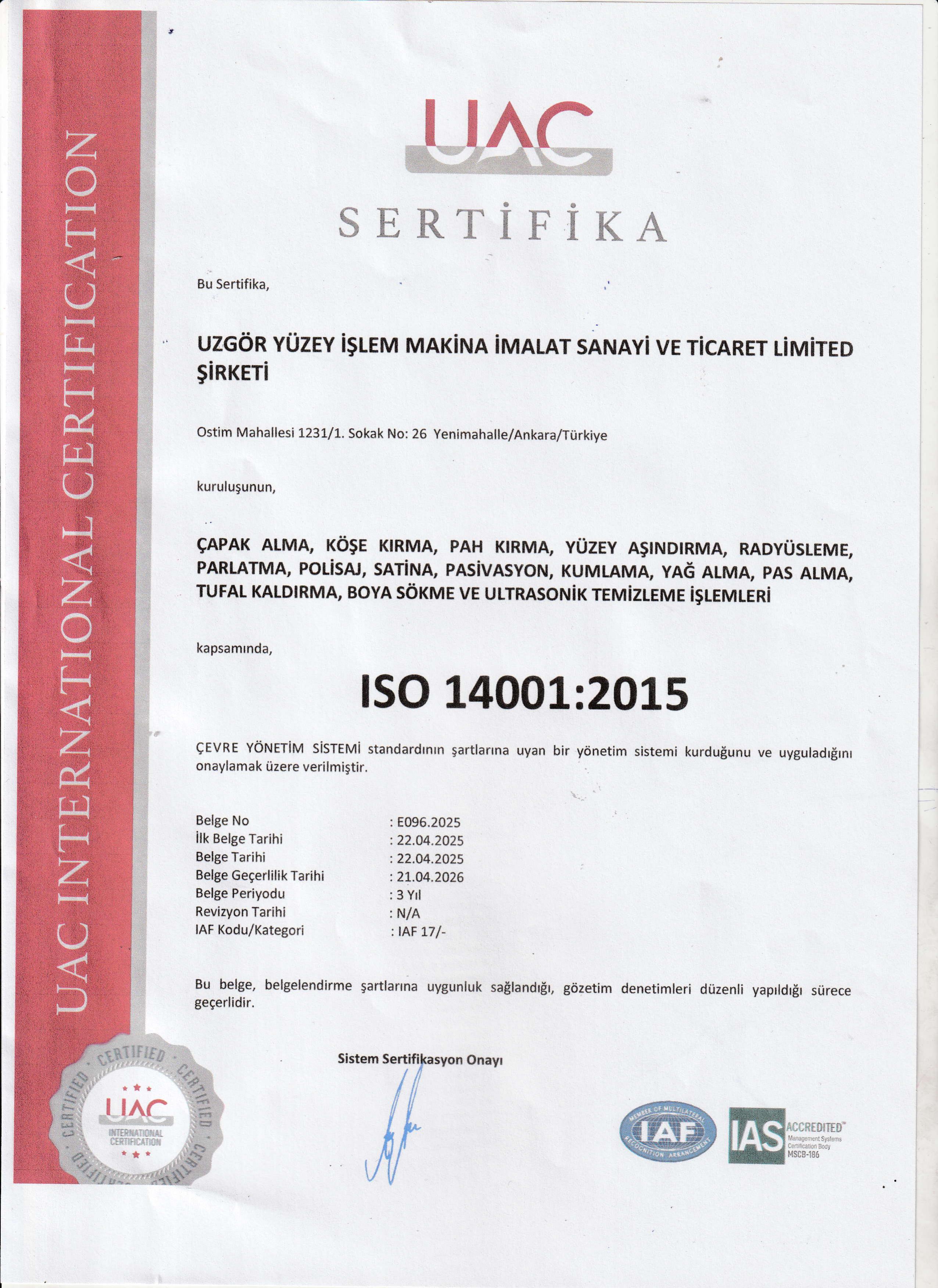 ISO 14001:2015 Çevre Yönetim Sistemi